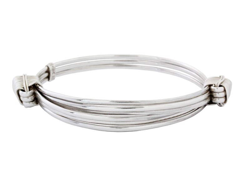 Mens Elephant hair Bangle - Silver